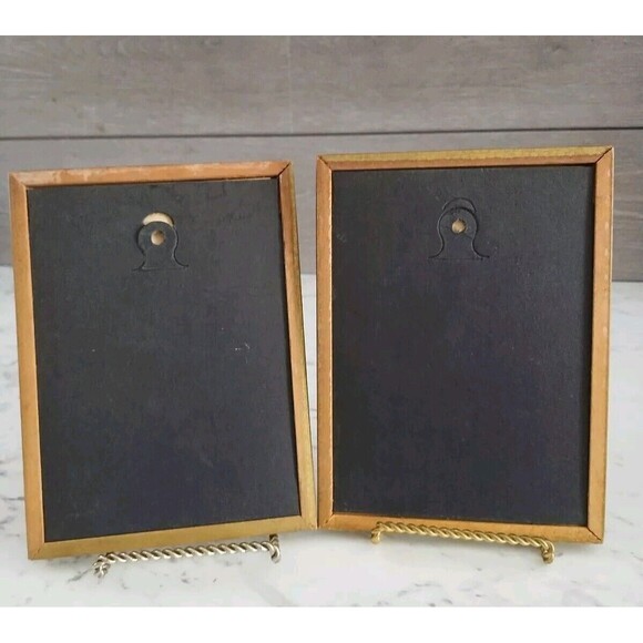 Vintage 1940's Victorian Couple Silhouette Framed Pair Reverse Paint On Glass - Picture 7 of 7